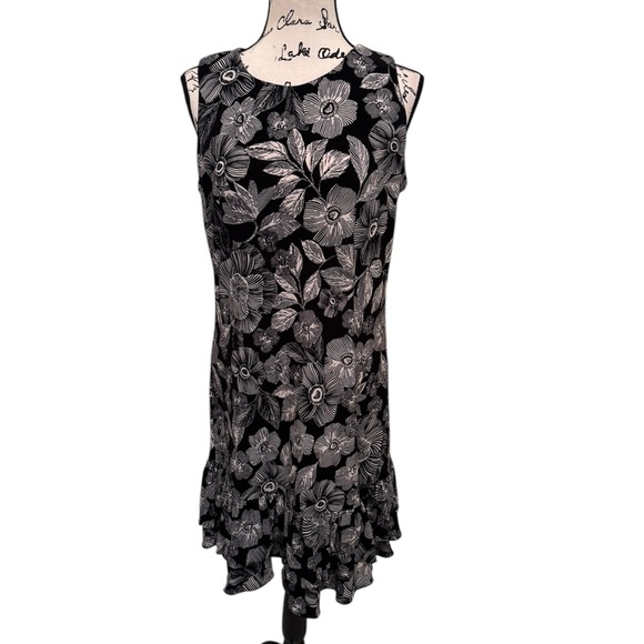 Tommy Hilfiger Floral Black and Off White Sleeveless Dress - Picture 1 of 8